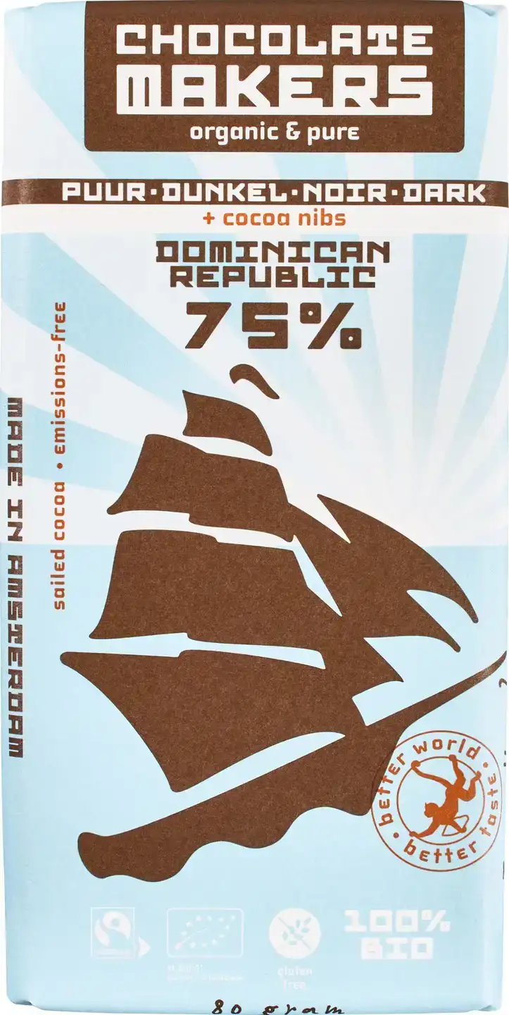 Pure chocolade 75% tres hombres