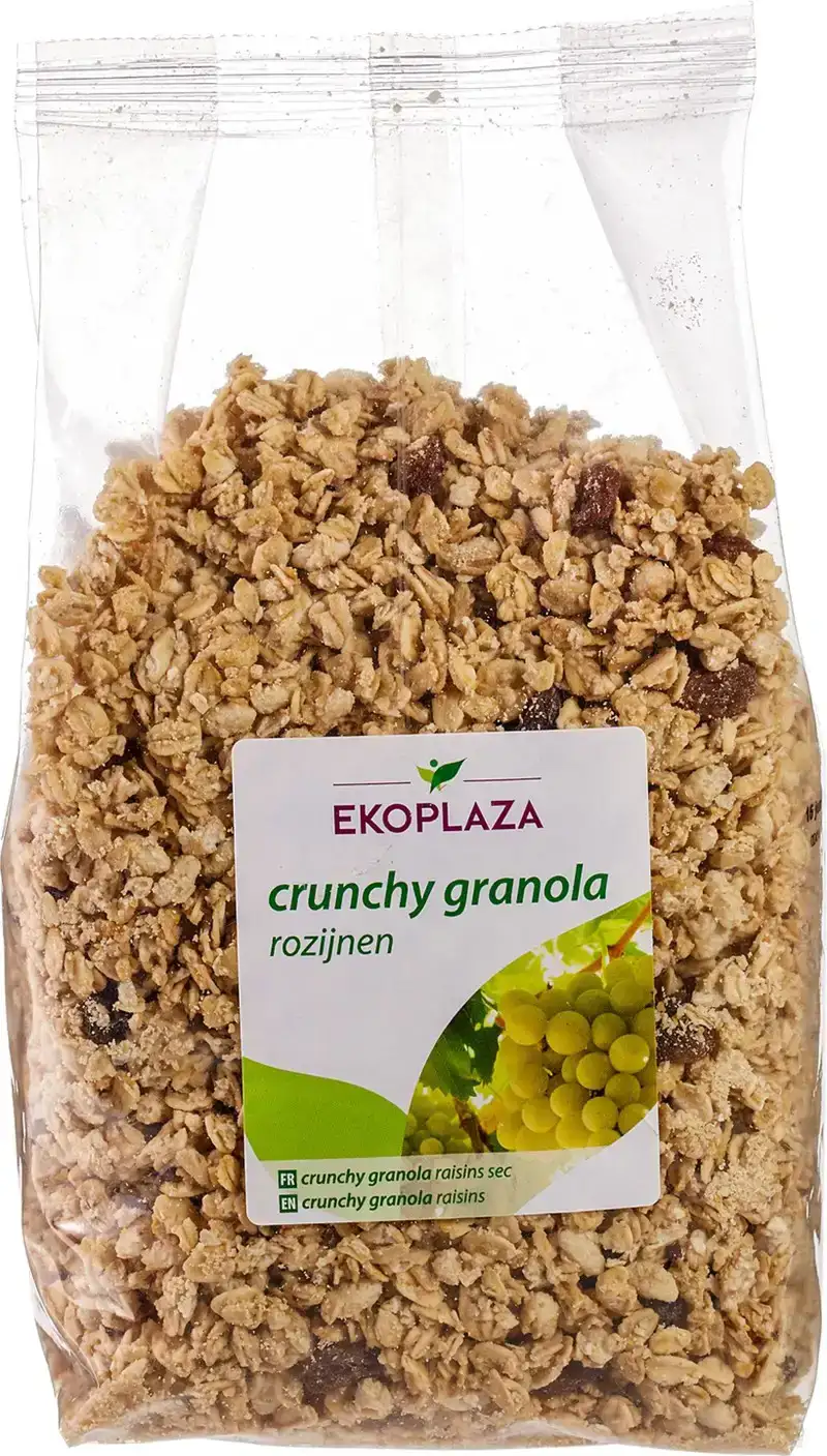 Crunchy granola haver rozijnen