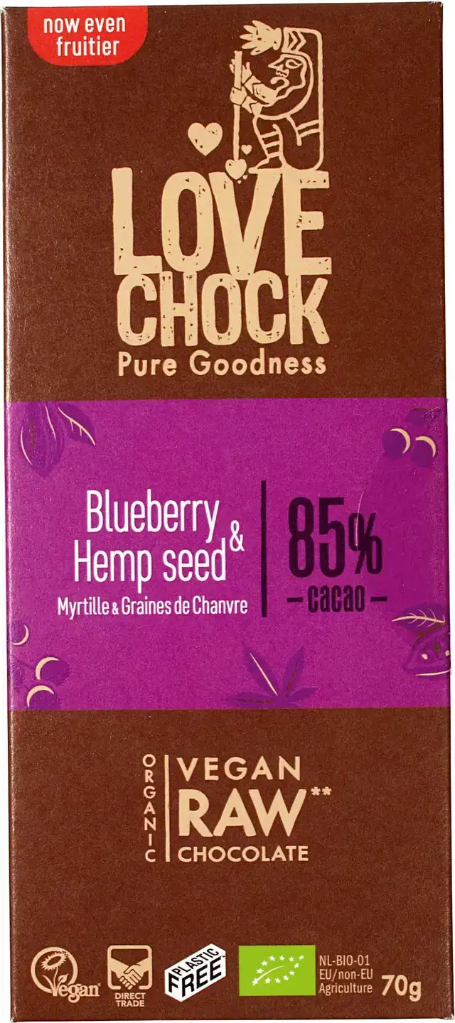 RAW chocolade 85% Blueberry Hemp Seed