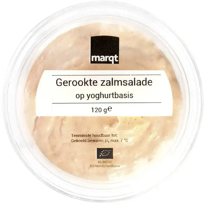 Gerookte zalmsalade op yoghurtbasis