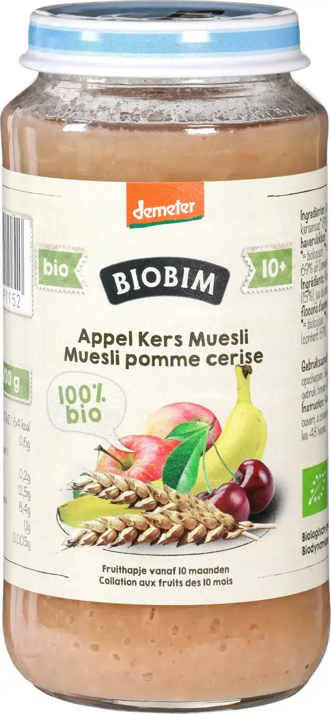 Fruithapje appel/kers/muesli 10+ mnd