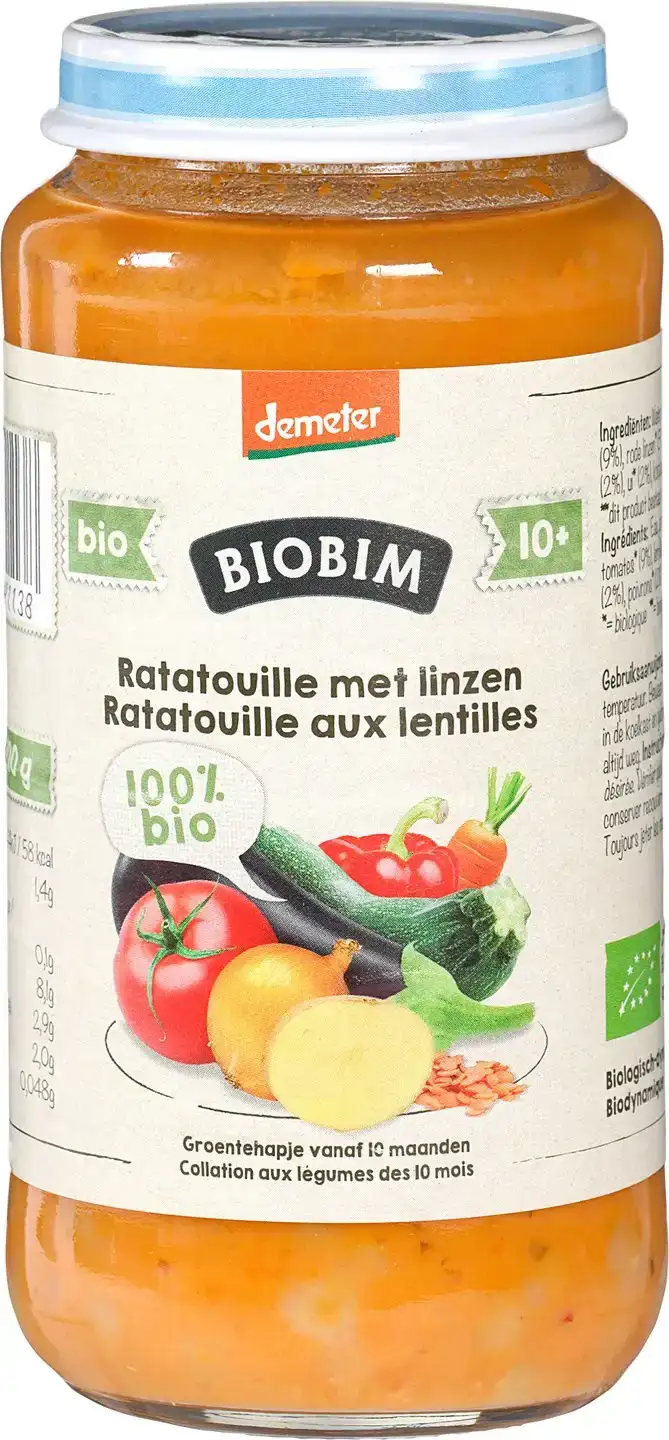 Babyhapje ratatouille met linzen 10+ mnd