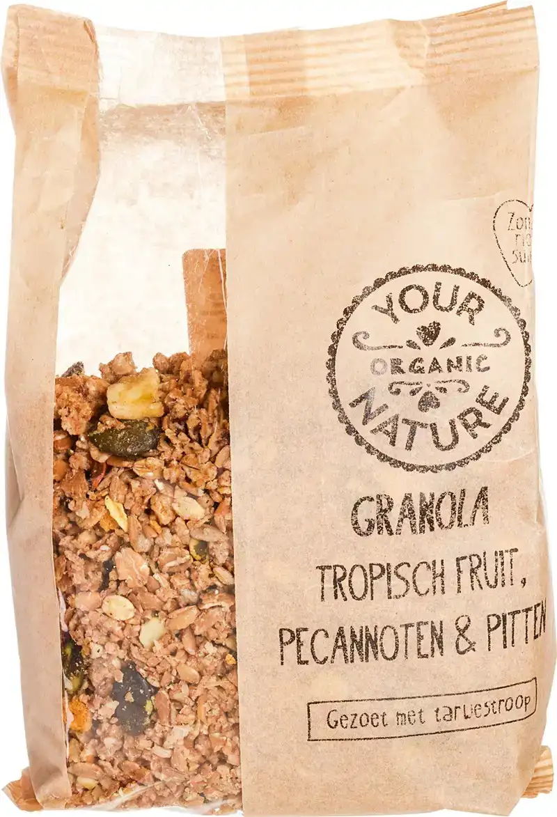 Granola tropisch fruit, pecannoten & pitten