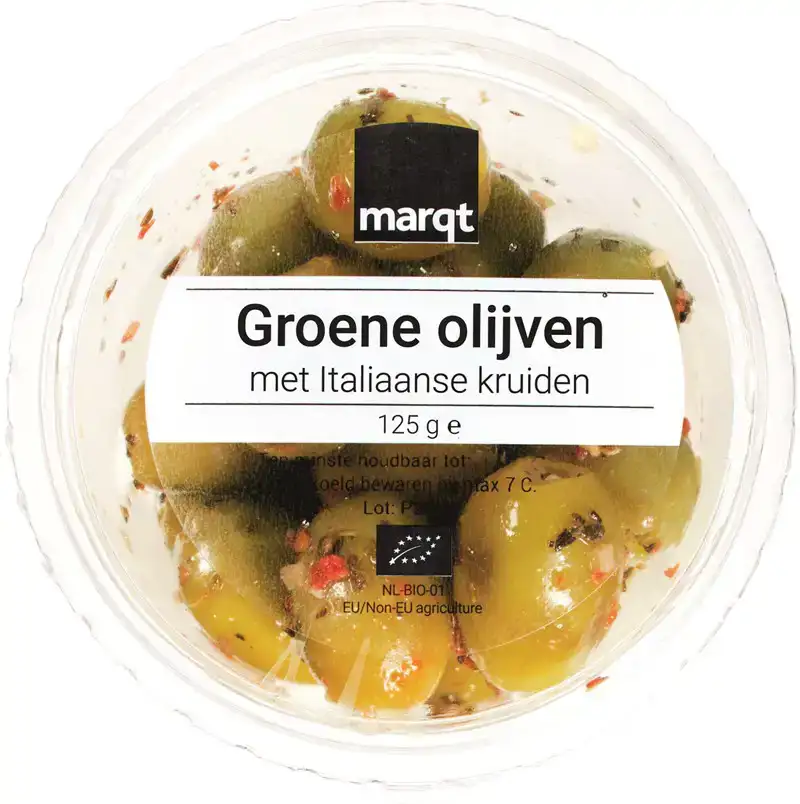 Groene olijven Italiaanse kruiden