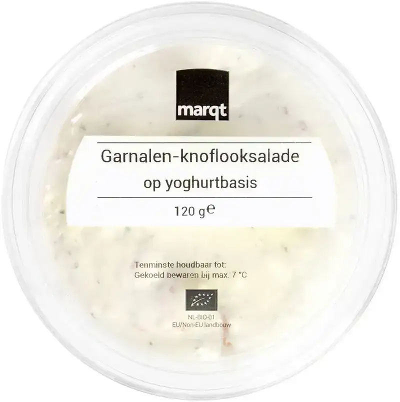 Garnalen-knoflooksalade op yoghurtbasis